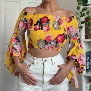 Floral bell sleeve top